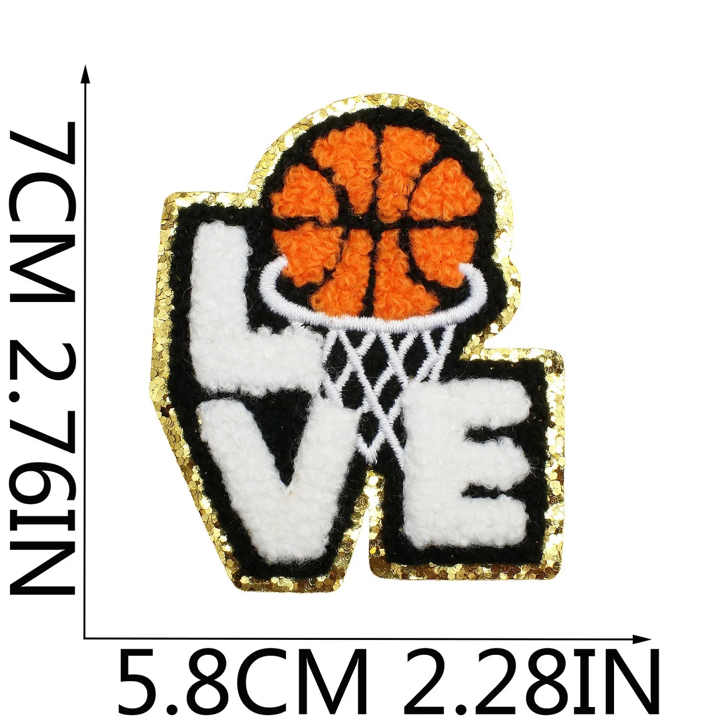 Emblema de baloncesto deportivo, accesorios de ropa, insignia, pegatina bordada, parches termoadhesivos