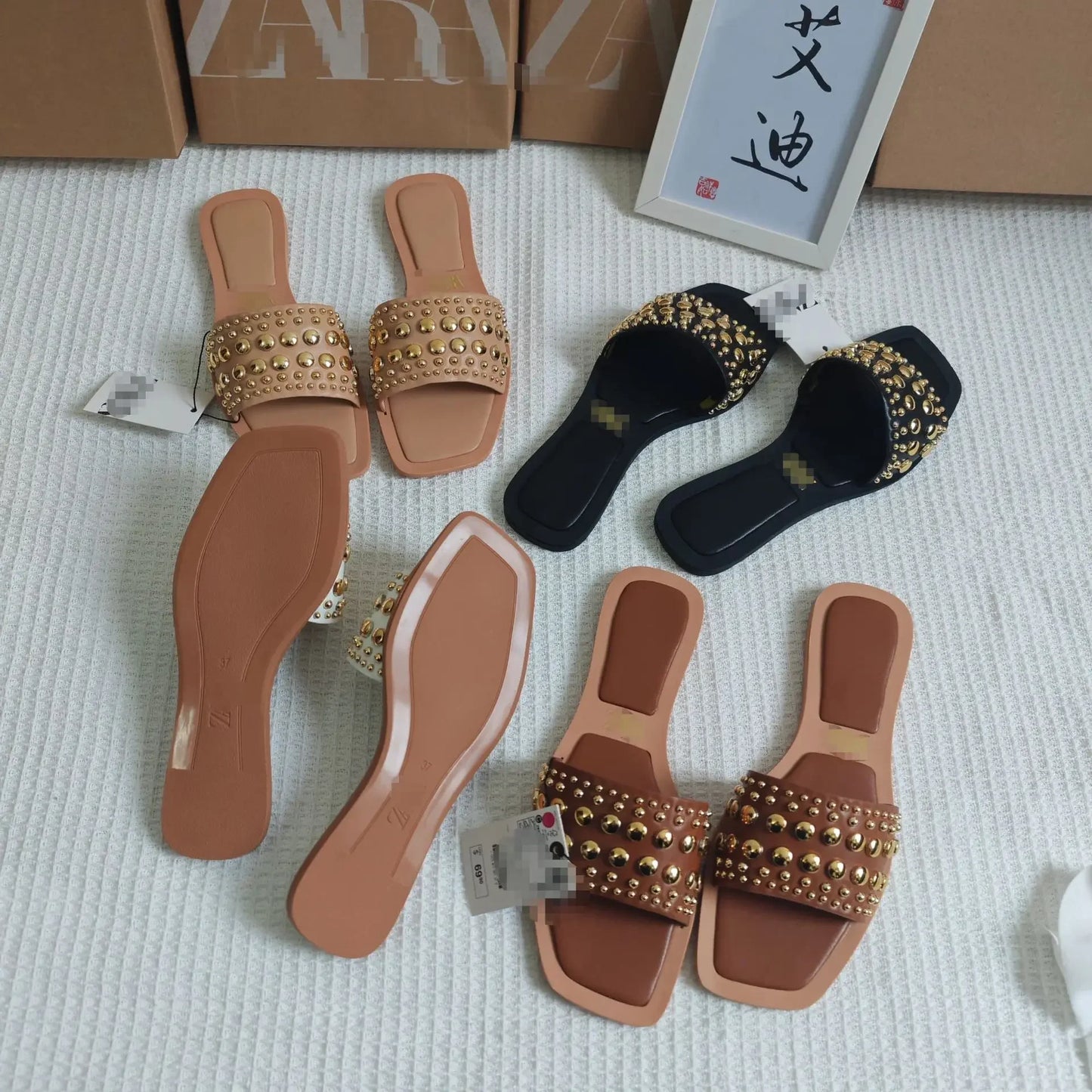 Sandalias planas para mujer de talla grande más vendidas, versión mejorada sintética ZAR, calzado informal cómodo y sin cordones.