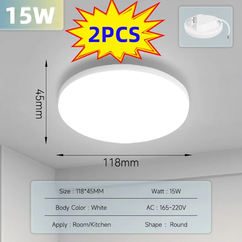 Lámpara de techo LED moderna de 15 W, 20 W, 30 W y 50 W para sala de estar, dormitorio, cocina, iluminación interior.