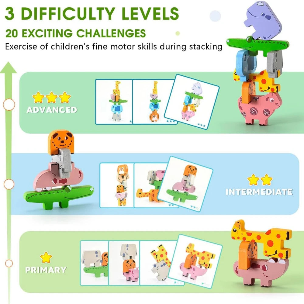 Juguetes Montessori para bebés, bloques de madera con forma de animales, juguetes para clasificar y apilar para niños de 2 a 4 años, regalos para niñas y niños, juguetes educativos para niños.