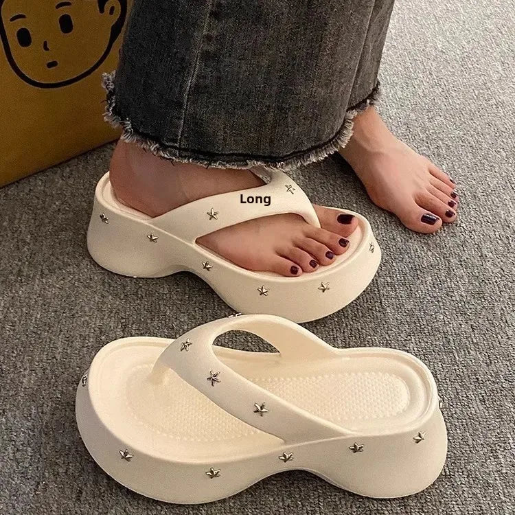 Chanclas de verano antideslizantes de suela gruesa para mujer, cómodas y de moda, para exteriores, de material EVA.