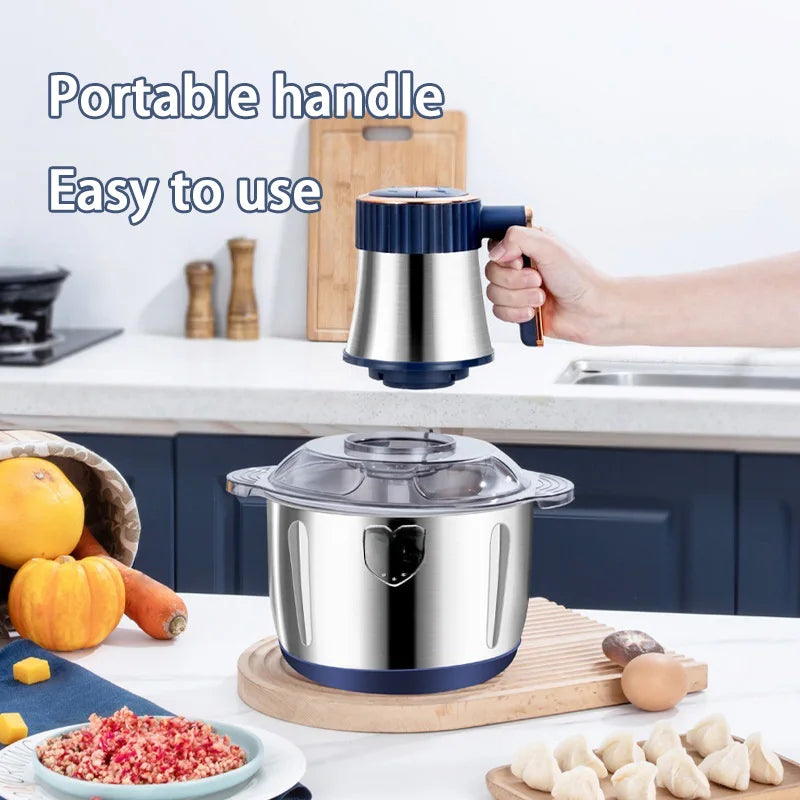 Licuadora multifunción Xiaomi de acero inoxidable para carne, frutas y verduras. Procesador de alimentos. Picadora de carne eléctrica de cocina de cinco velocidades.