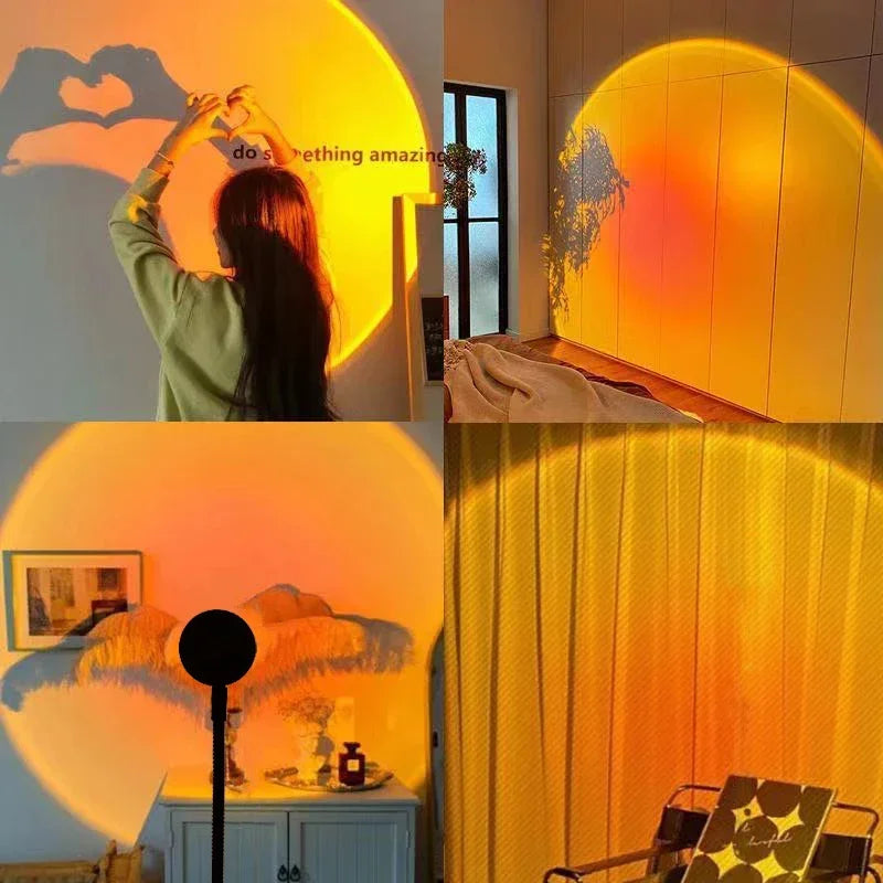 Proyector de luz nocturna LED con atmósfera de atardecer, lámpara de CA de 220 V, enchufe europeo para dormitorio, sala de estar, regalo, decoración de fondo, iluminación