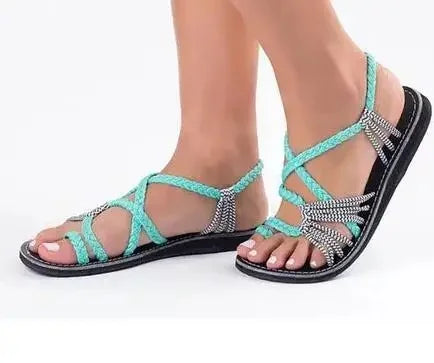Sandalias planas con tiras para el dedo del pie y suela de goma para mujer, zapatos unisex de verano, gran oferta de temporada