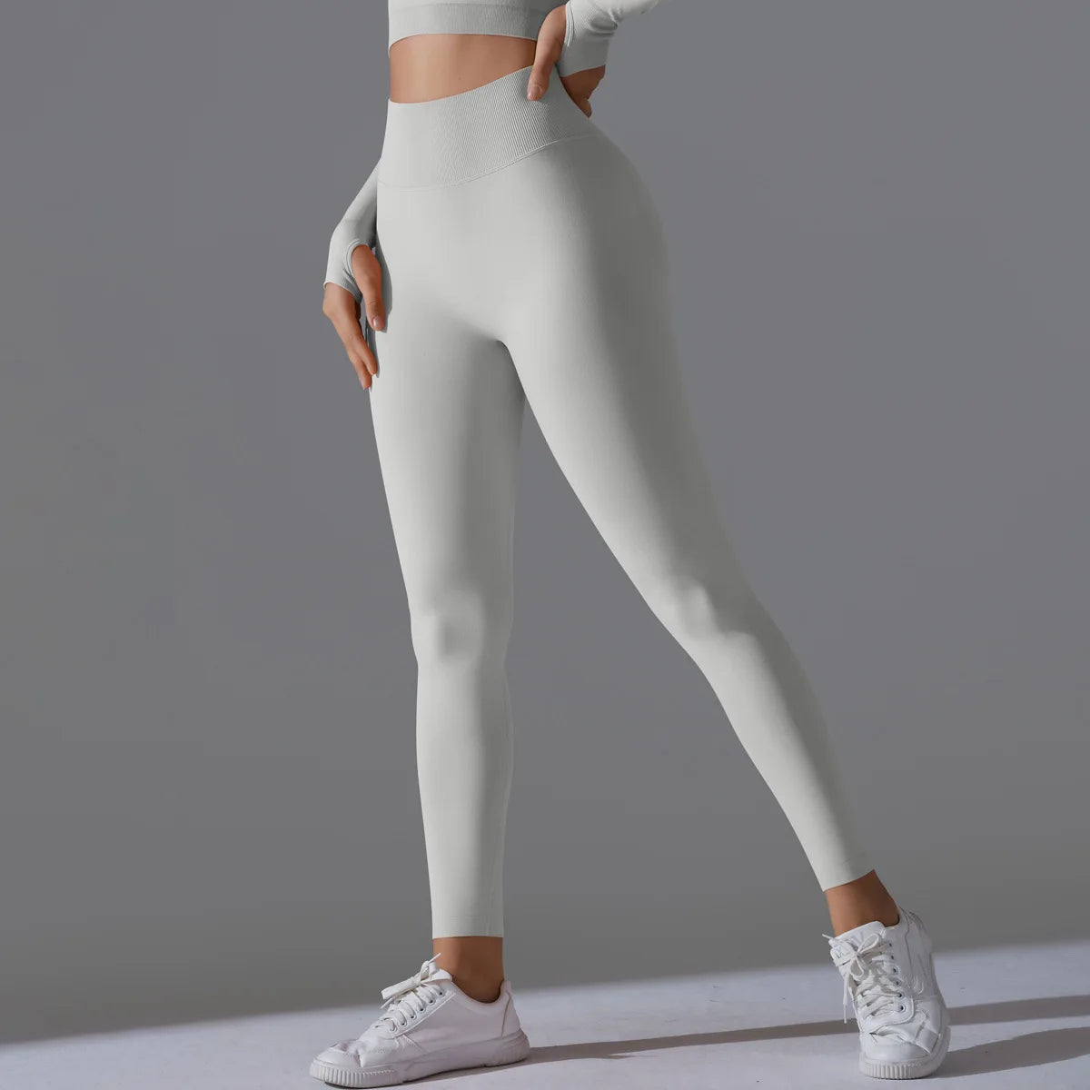 Leggings deportivos de yoga para mujer, sin costuras, cintura alta, elásticos, color sólido, para gimnasio, correr, secado rápido, realce y efecto moldeador.