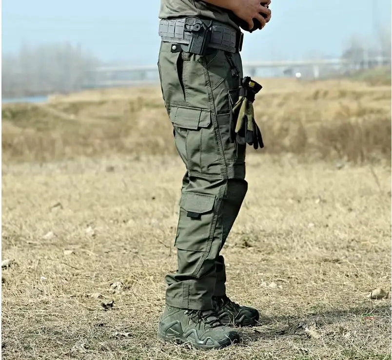 Tactical Cargo Pants Mens Multi-Pockets Wear-resistant Military Trousers Outdoor Training Hiking Fishing Casual Loose Pants Male