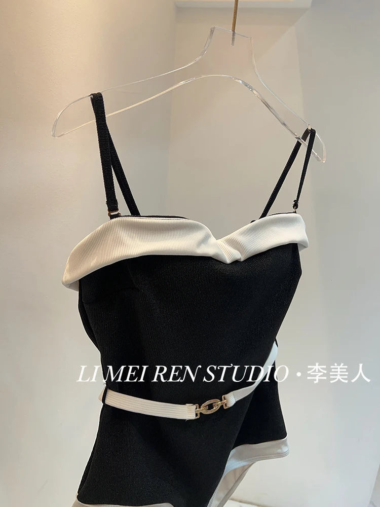 Nuevo traje de baño de una pieza de camisola de punto de lujo para mujer