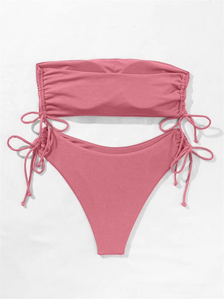 Nuevos bikinis sólidos sexis para mujer, trajes de baño push up para mujer, trajes de baño para nadar, conjunto de bikini brasileño para niña, ropa de playa para bañador