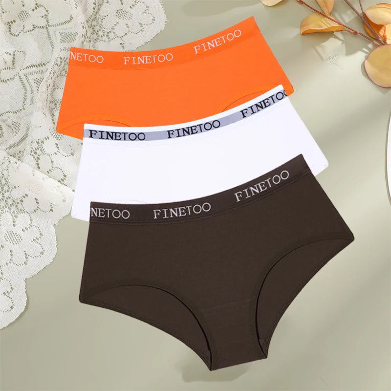 FINETOO - 3 piezas de ropa interior de algodón con cinturón y letras para mujer, bragas sexys, transpirables, de cintura baja, elásticas y cómodas.