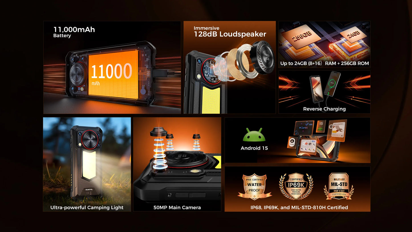 【NUEVO】OUKITEL WP53 PRO Teléfono robusto, 24 GB + 256 GB 11000 mAh Android 15 6.52 "NFC 50MP Teléfono celular