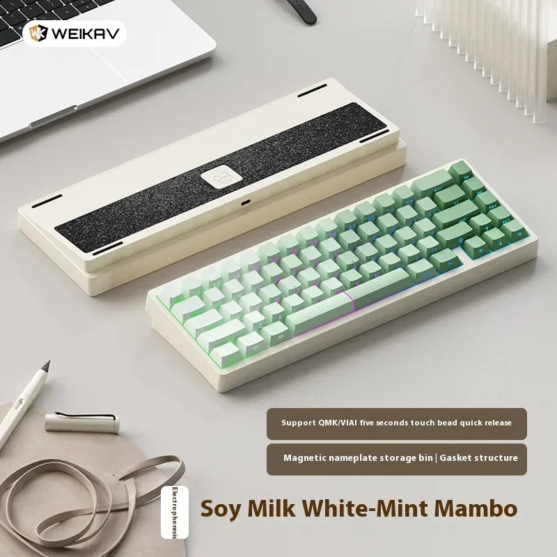 Teclado mecánico para juegos Weikav Lucky65 V2 RGB con junta intercambiable en caliente, estructura de 3 modos, aleación de aluminio, accesorio para PC