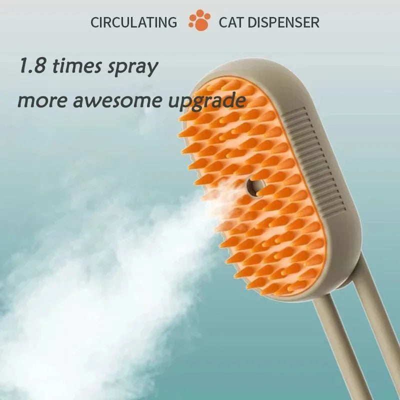 Cepillo de masaje con pulverizador 3 en 1 para gatos, perros y mascotas, con un solo botón, plegable y giratorio, herramienta de aseo, cepillo para depilar y peine.