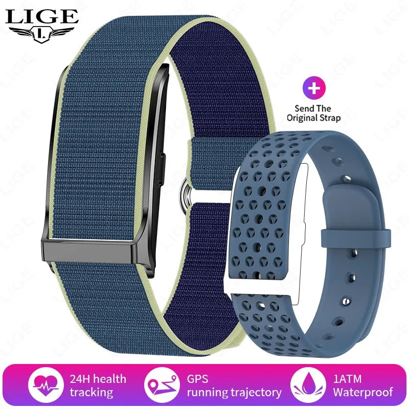 LIGE - Pulsera inteligente sin pantalla para hombre y mujer, con monitor de ritmo cardíaco, presión arterial, sueño, podómetro, rastreador de actividad física, 2025