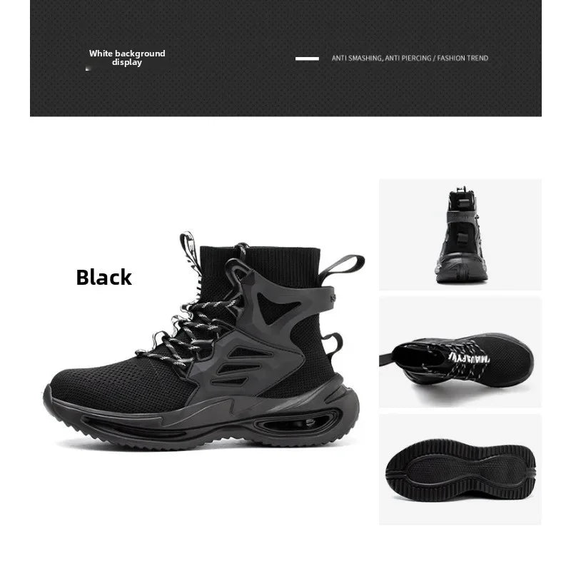 Tall Men's Anti Smashing and Anti Piercing Steel Toe Protective Safety Shoes Lightweight and Breathable Wear Resistant Durable