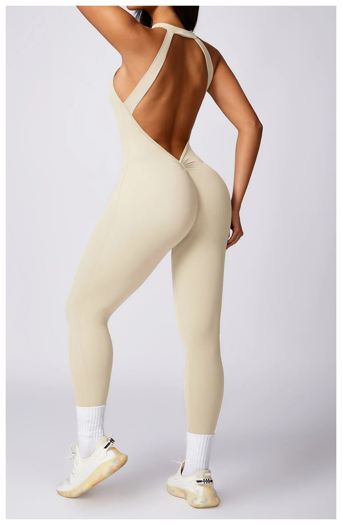 Conjunto de mono sin espalda para entrenamiento, mono de fitness, ropa deportiva siamesa para mujer, chándal, ropa de gimnasio, mono de una pieza, conjunto de yoga