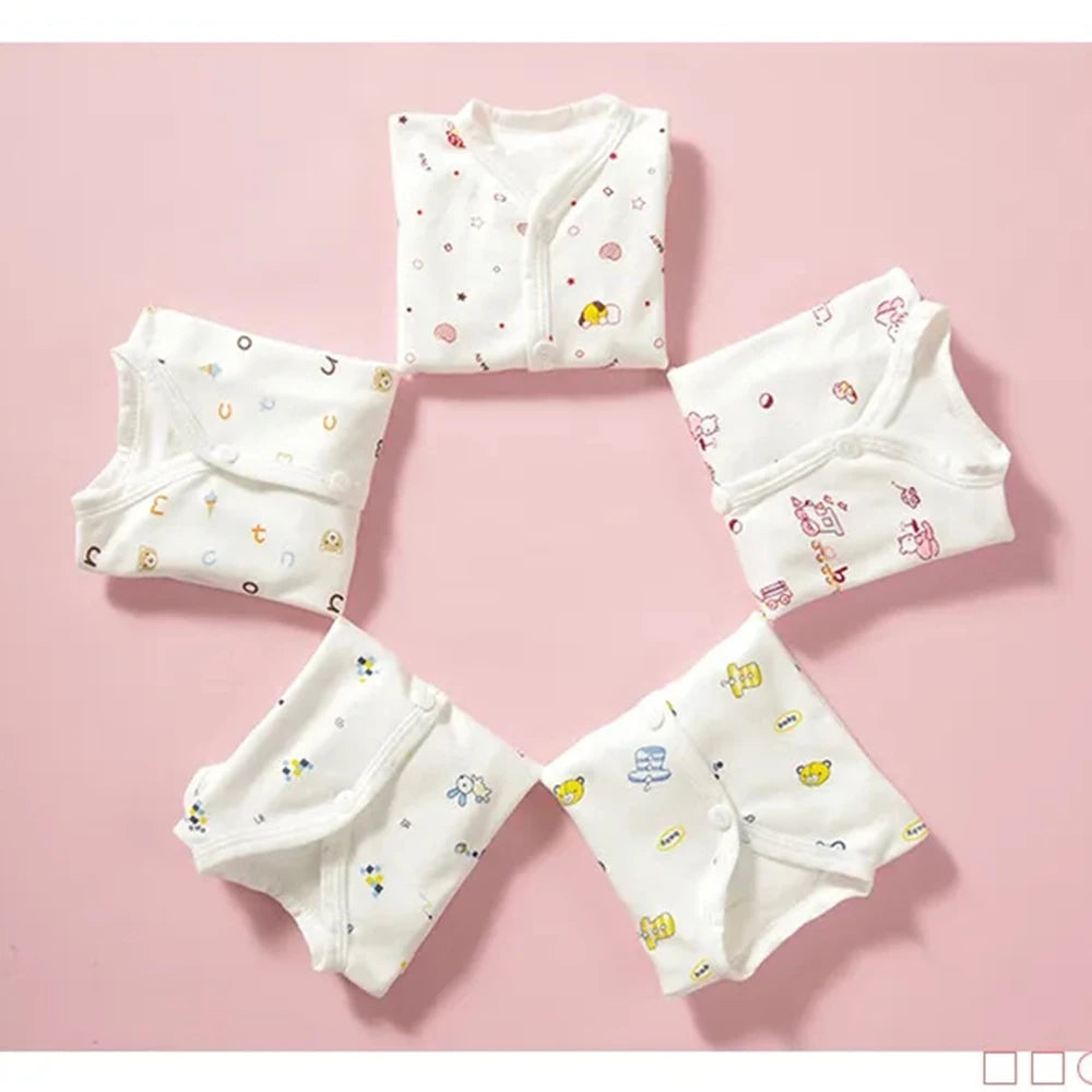 Ropa interior para bebé de 0 a 3 meses, con dibujos animados, para el hogar, de algodón, con botones, para niñas y niños, camiseta de manga larga y pantalones largos.