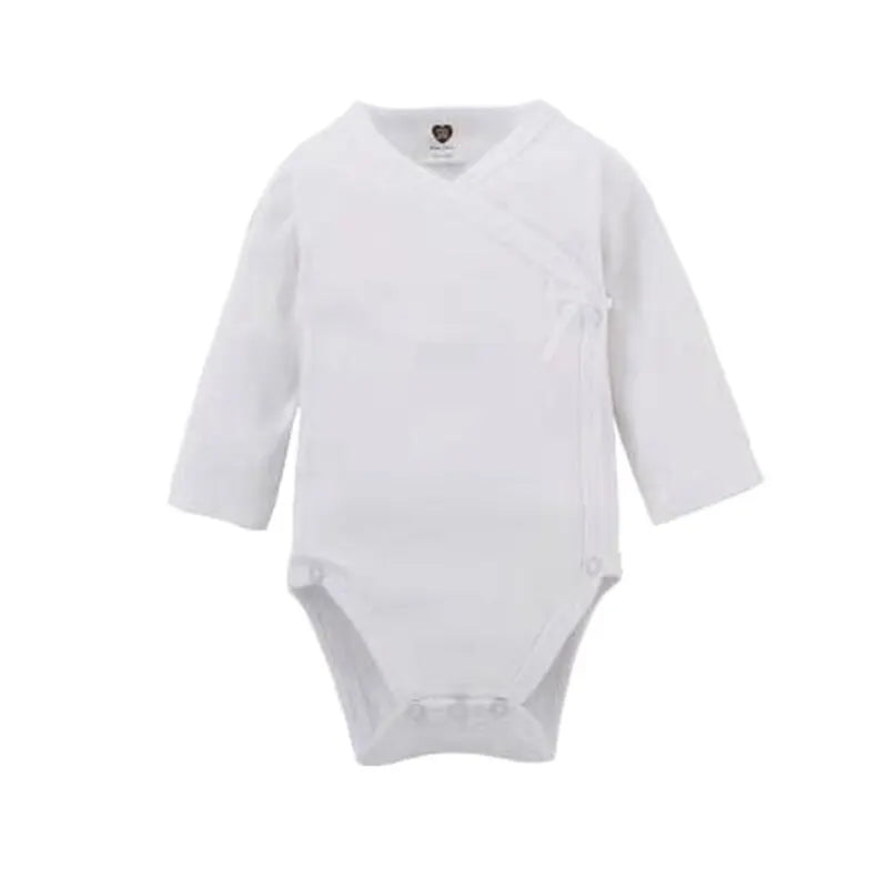 Ropa de bebé, mono, ropa para bebés, niños, ropa para niñas, mono de manga larga 100 % algodón, mono blanco para bebés recién nacidos con abertura lateral