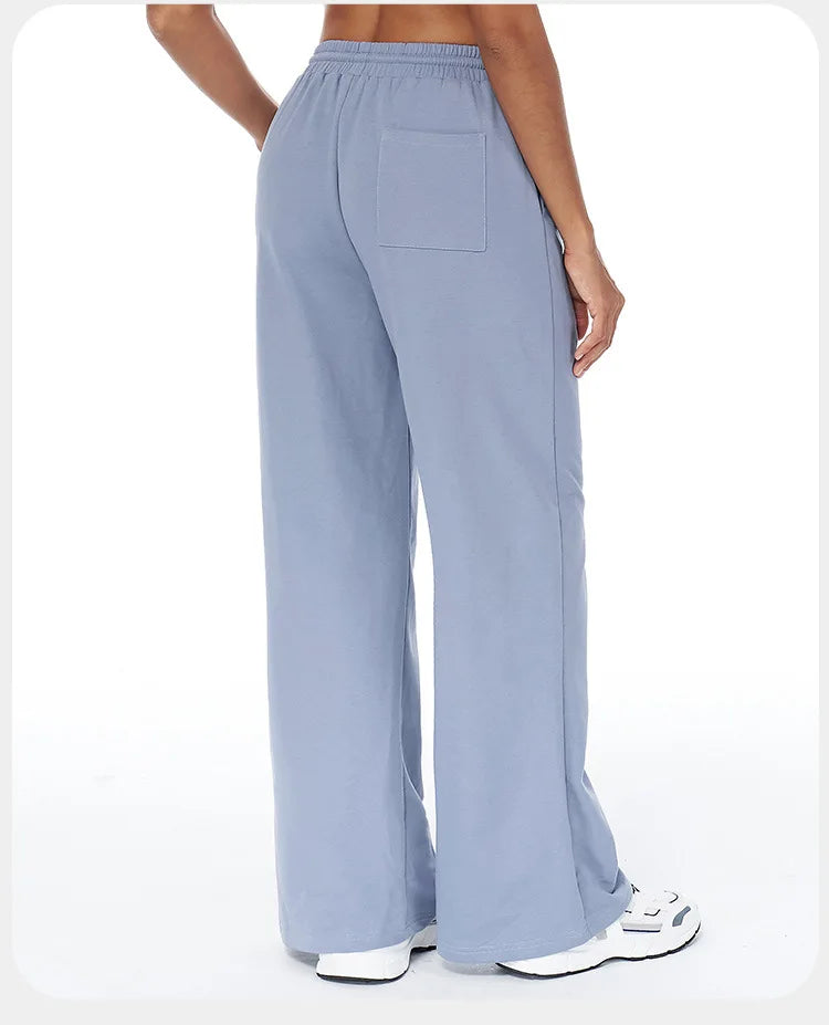 Women Winter Loose Fit Sports Pants High Waist Drawstring Weatpants With Pockets Straight Leg Yoga Pants Versatile Sports Pants