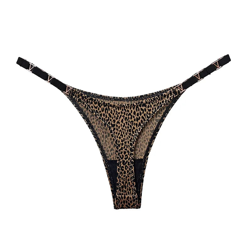 Tanga sexy sin costuras para mujer, ropa interior, bragas, bragas con estampado de cebra y flores, tiro bajo, de lujo, con hebilla de metal, bikini para chicas, bragas femeninas
