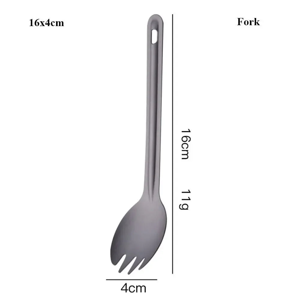Cuchara de titanio portátil de mango largo, ligera y respetuosa con el medio ambiente, utensilios de cocina de titanio, cubiertos, tenedores, palillos, herramienta para exteriores de alta calidad.