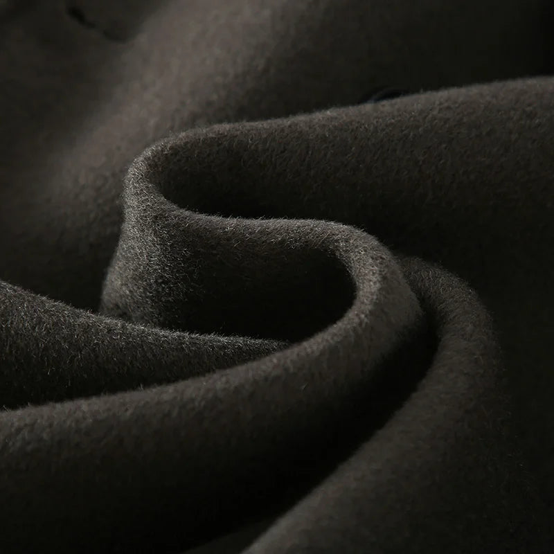 Autumn Winter New 100% Wool Double-sided Wool Coat Men's Korean Suit Collar Wide Fluffy Woolen Coat Simple and Luxurious