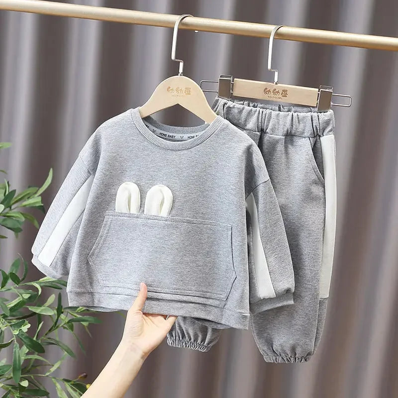 Conjuntos de ropa para niños con lazo, ropa de bebé niña, ropa de boutique para niños, sudadera con bolsillo y pantalones, conjunto para 1 a 6 años