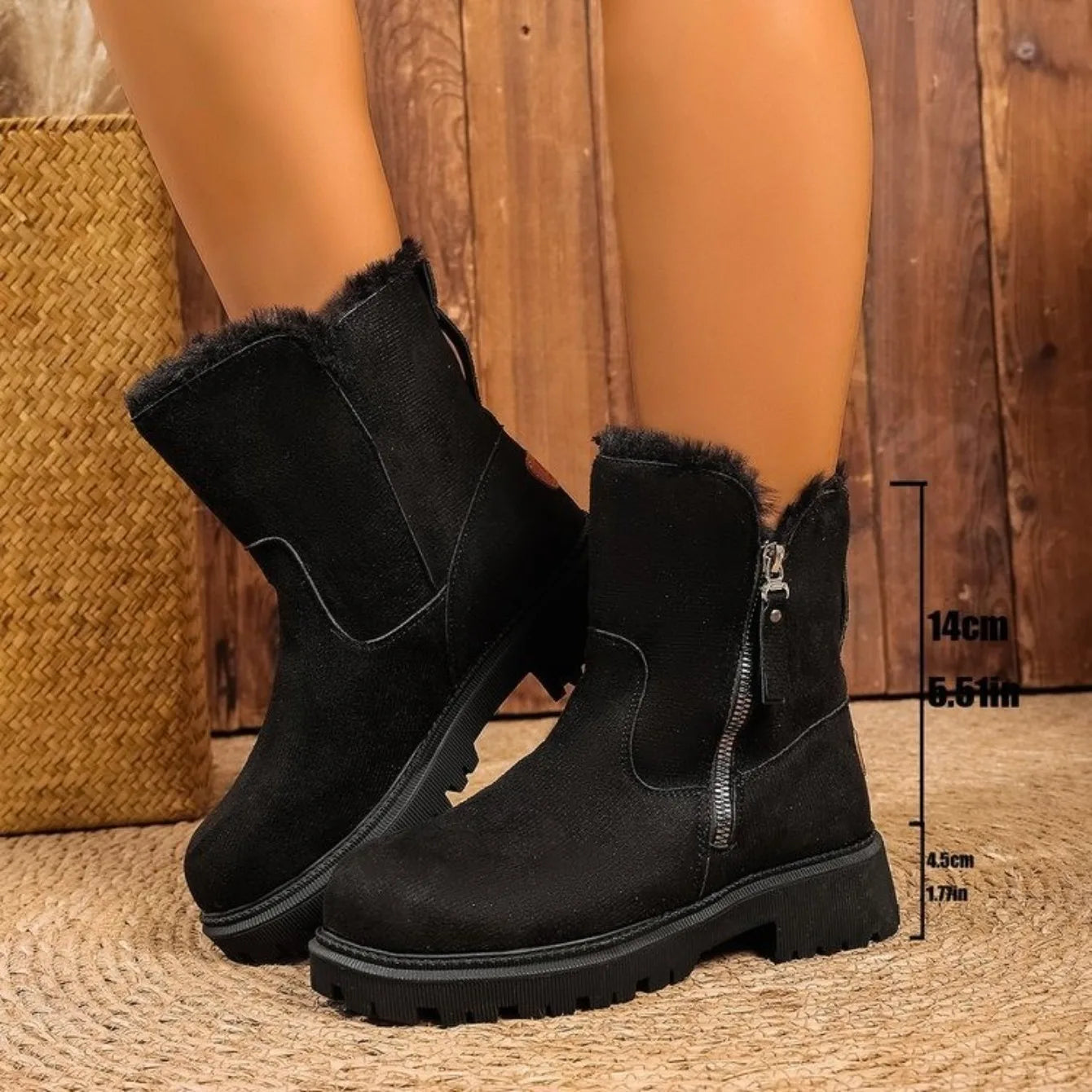 Botas de nieve gruesas de felpa para mujer, botas de invierno antideslizantes de gamuza sintética, zapatos de algodón cálidos para mujer, botines de plataforma cómodos.