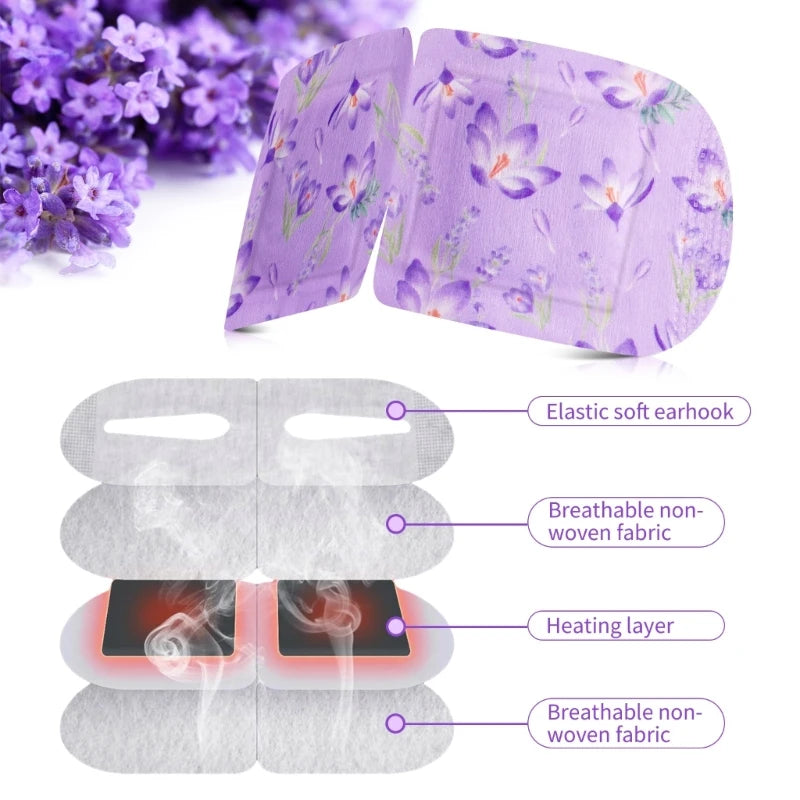 12 piezas de mascarilla para ojos autocalentable desechable con almohadilla térmica para ojos, mascarilla hidratante para ojos con calor, mascarilla para dormir de lavanda para uso diario