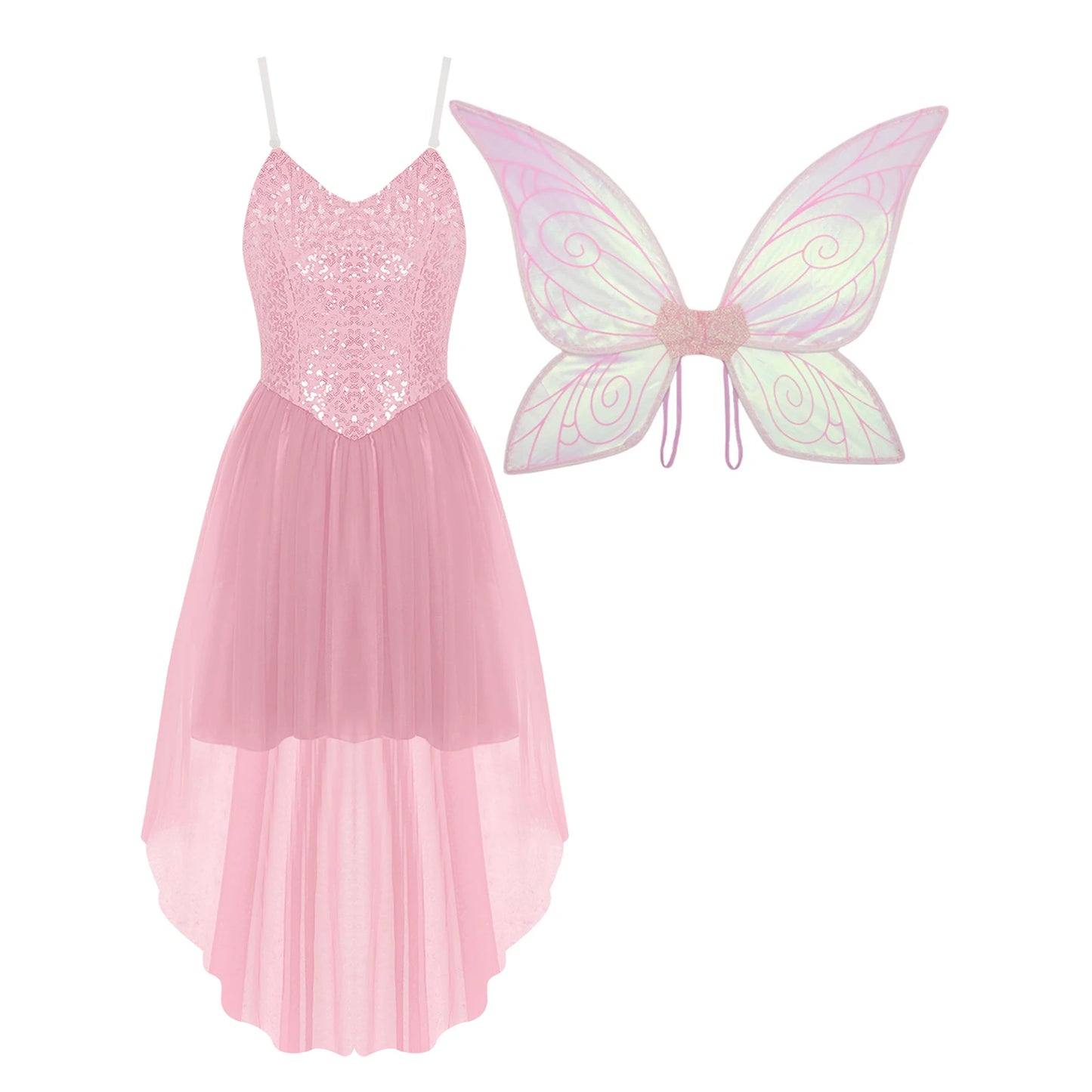 Womens Halloween Green Princess Dress Forest Tinker Costumes Bell Dress with Fairy Tale Wings for Carnival Roleplay Dress Up