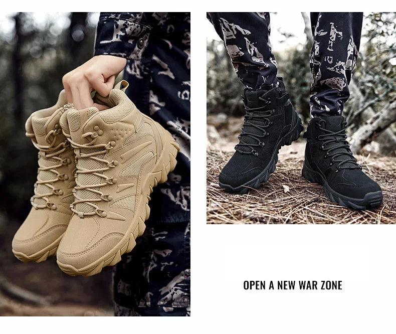 Upgraded Tactics Combat Training Boots Male Outdoors Camping Anti-wear Rapid Response Hiking Shoes Fishing Hunting Sneakers Men