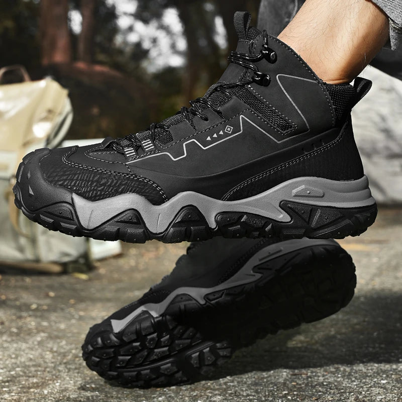 Retro Outdoor Motorcycle Boots Male Comfortable Leather Ankle Boots for Men New Trend Biker High Top Shoes Leisure Walk Botas