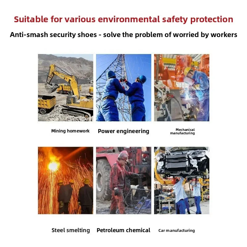 Tall Men's Anti Smashing and Anti Piercing Steel Toe Protective Safety Shoes Lightweight and Breathable Wear Resistant Durable