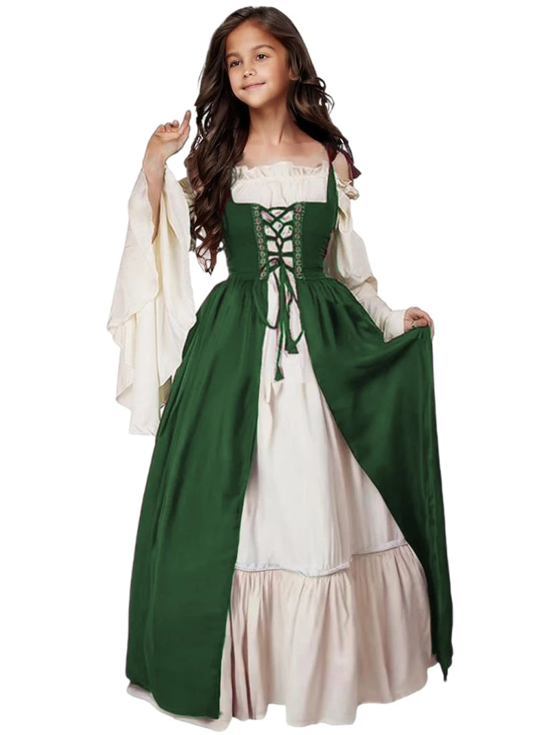 Cosplay Girls Medieval Renaissance Costumes Suit Dress Victorian Princess Steampunk Long Dress Plus Size