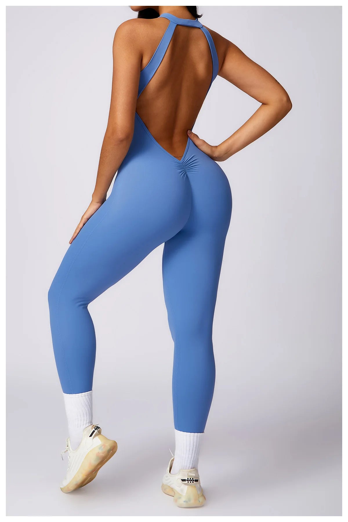 Conjunto de mono sin espalda para entrenamiento, mono de fitness, ropa deportiva siamesa para mujer, chándal, ropa de gimnasio, mono de una pieza, conjunto de yoga