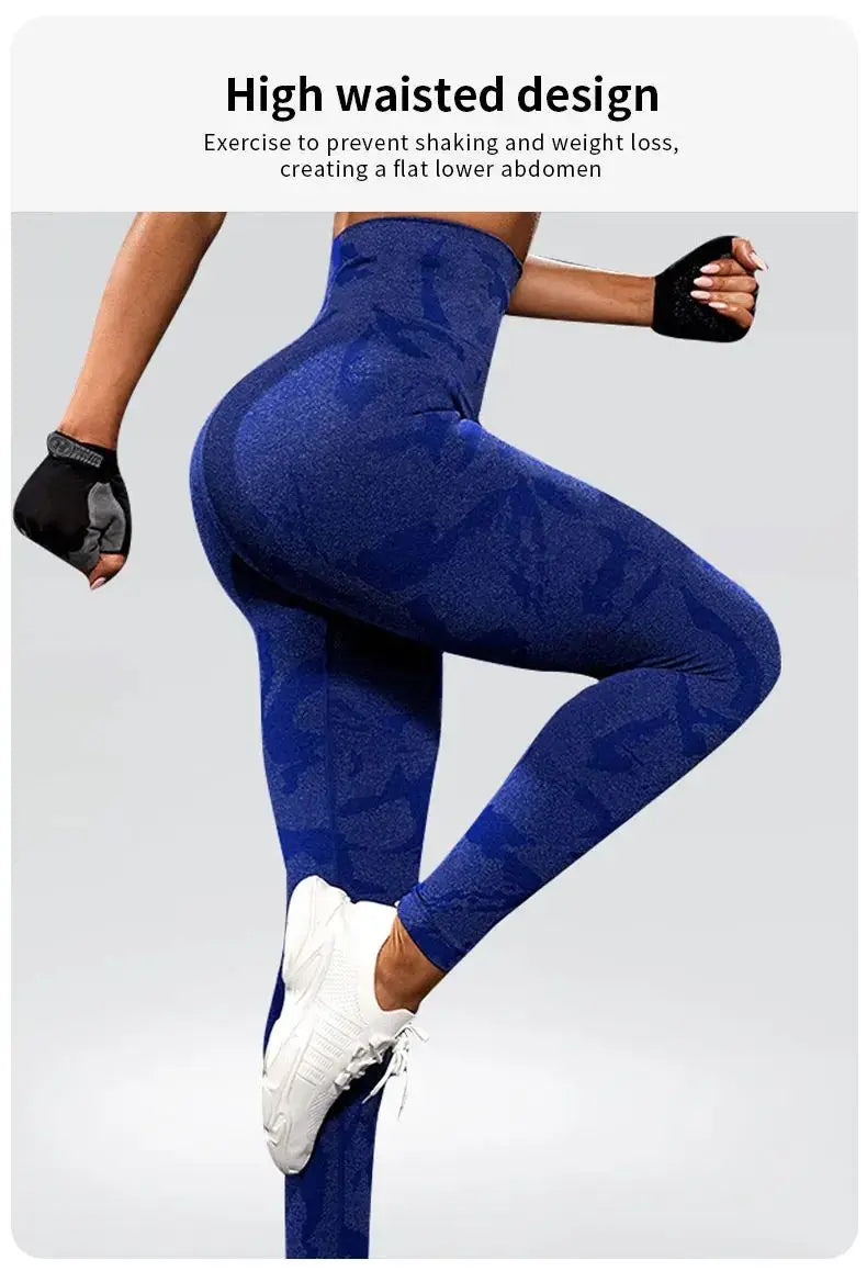 Women Yoga Fitness Sport High Waist Butt Lift Curves Workout Tights Elastic Gym Training Pants Seamless Legging CK1718