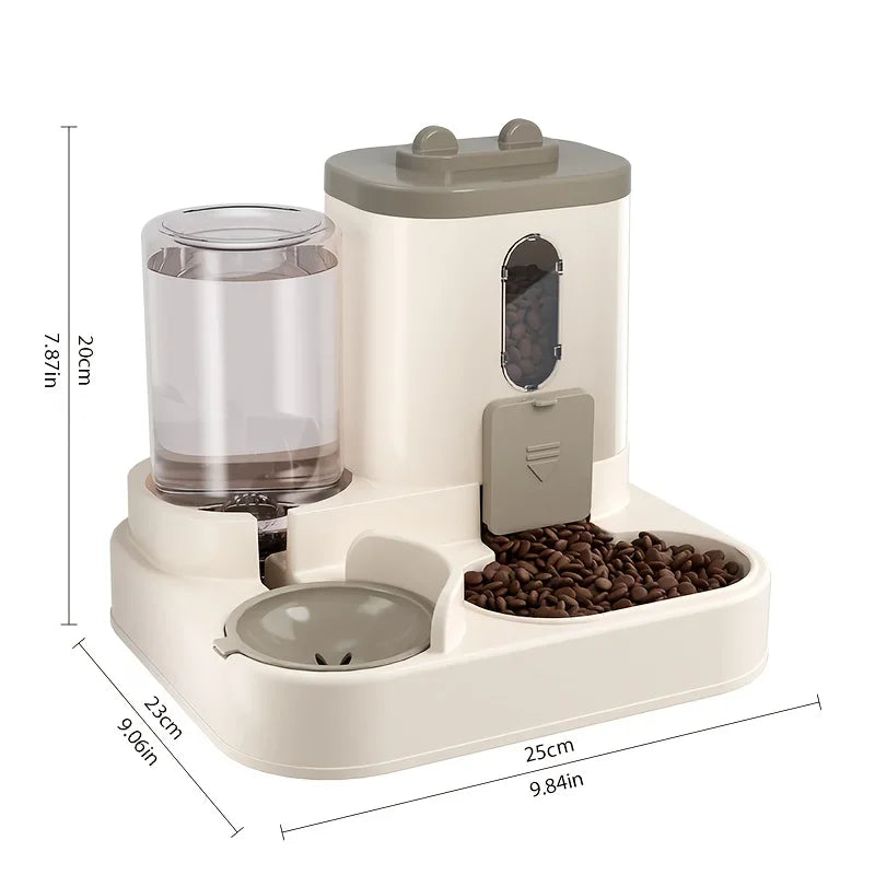 Dispensador de comida para gatos 2 en 1, agua y comida integrados, totalmente automático, dispensador de comida y agua para gatos, bonito dispensador de agua.