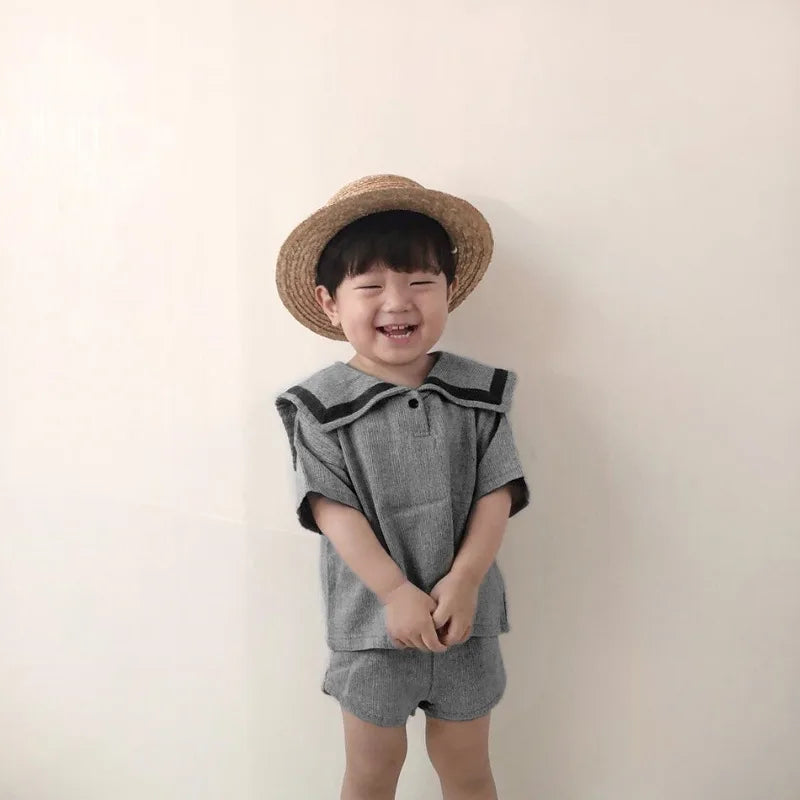 Conjuntos de ropa para niños y niñas, de muselina, con top y pantalones cortos, 2 piezas, traje de algodón español para bebé.
