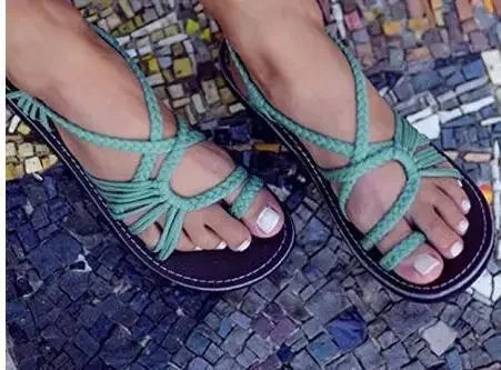 Sandalias planas con tiras para el dedo del pie y suela de goma para mujer, zapatos unisex de verano, gran oferta de temporada