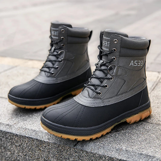 Botas de nieve de invierno para hombre, talla grande 47, para exteriores, para entrenamiento, trabajo, impermeables, antideslizantes, mantienen el calor en invierno.
