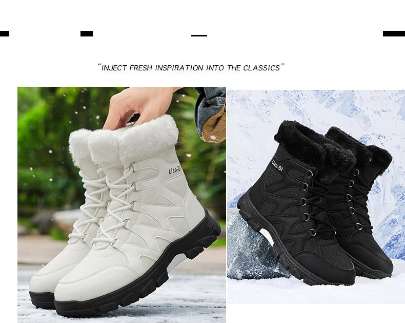 Nuevas botas de invierno para hombre, cálidas y afelpadas, hasta media pantorrilla, para exteriores, antideslizantes, impermeables, para nieve, zapatos de algodón a la moda para hombre.