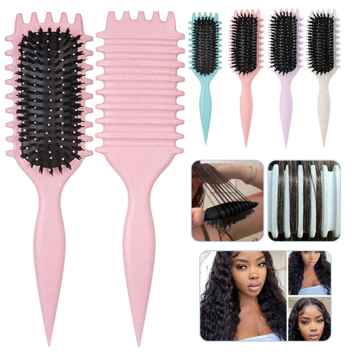 1 cepillo para peinar y dar forma a los rizos de hombres y mujeres, ideal para peinar y dar forma a los rizos, reduce los tirones.