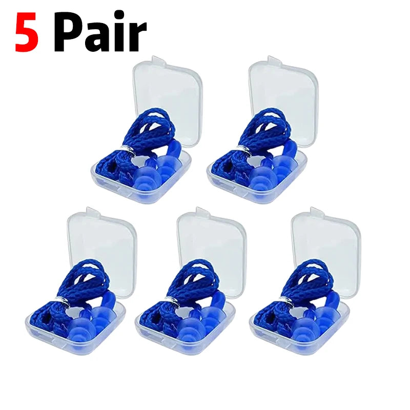Tapones de silicona suaves con reducción de ruido y protección auditiva, reutilizables, con cordón de goma, para dormir, nadar, roncar y practicar deportes.
