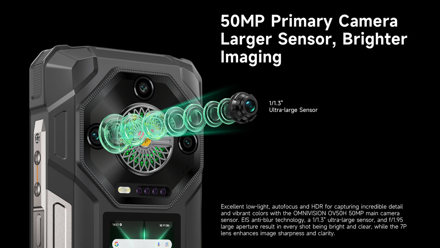 【Estreno mundial】Ulefone Armor 33 Pro 5G Teléfono resistente con batería de 25500 mAh, 512 GB de ROM, pantalla trasera de 6,59" y 3,4" a 120 Hz, NFC y Android.