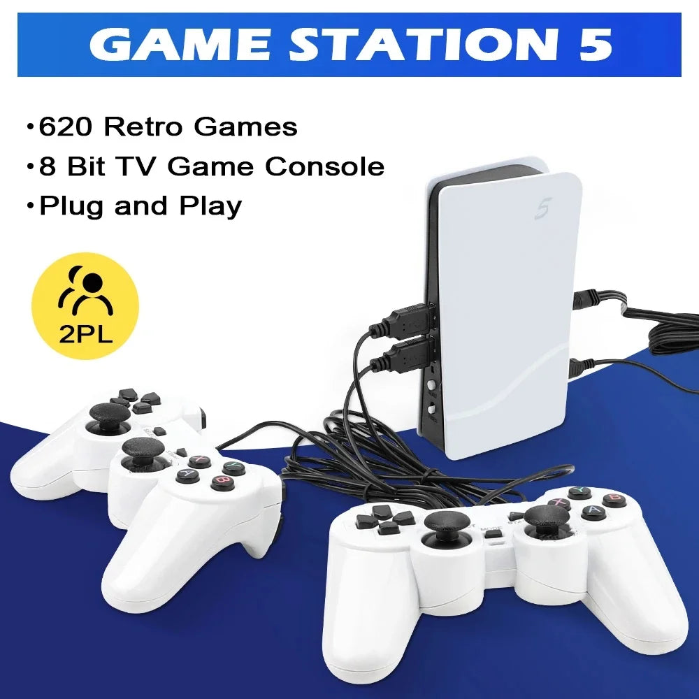 Consola de juegos XHEngwei GS5 Pro G620 para TV, 8 bits, retro, 620 juegos clásicos, 620 juegos integrados, mando portátil con cable USB
