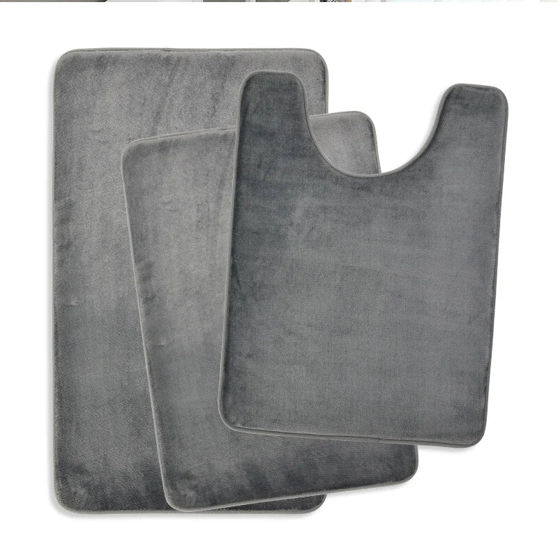 Inodoro de tres piezas, tapete de baño, tapete de ducha, tapete absorbente de baño, alfombra antideslizante, suave y cómoda, lavadero.
