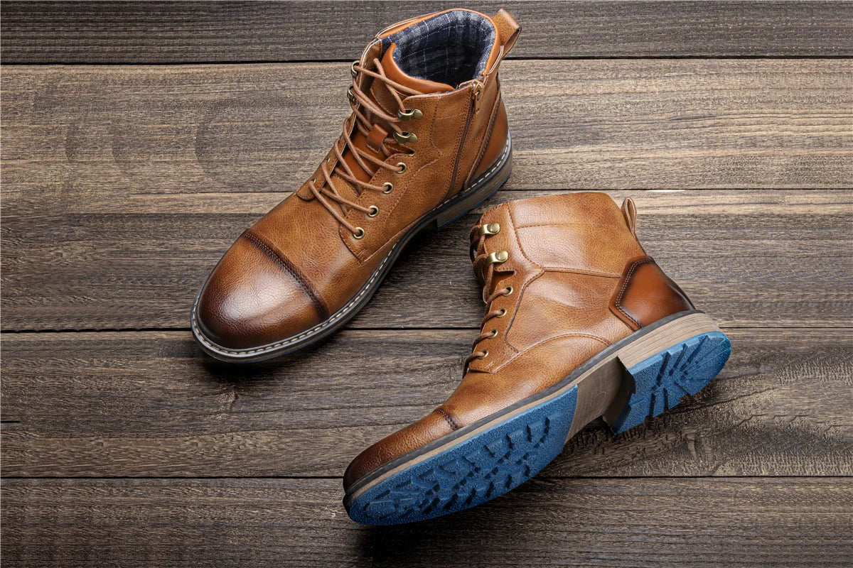 Botas retro para hombre, talla 7-13, moda 2023, cómodas botas de cuero para primavera.