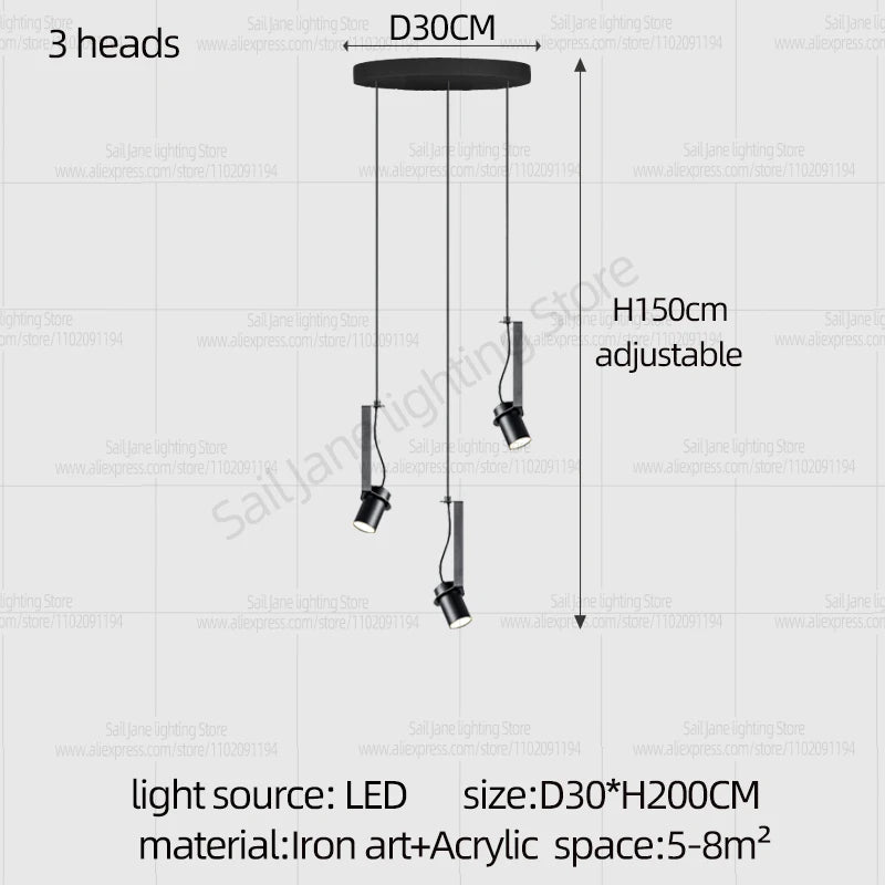 Focos LED Lámpara de araña Minimalista Moderna Iluminación para sala de estar Decoración del hogar Lámpara colgante para restaurante Lámpara colgante para escaleras