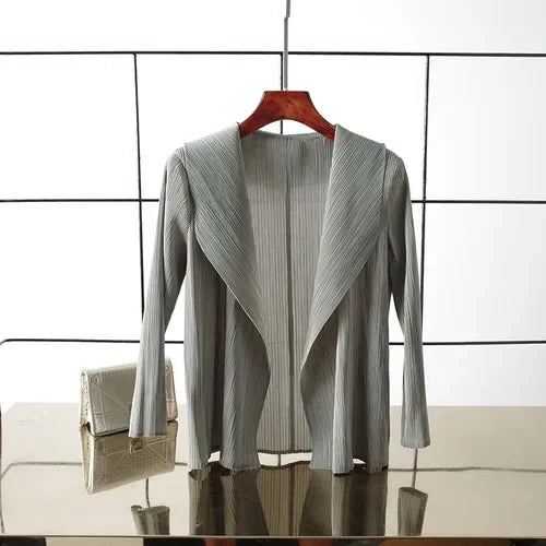 ALSEY Miyake - Cárdigan plisado de color liso para mujer, camiseta de verano, nuevas camisas y blusas holgadas, ropa estética holgada
