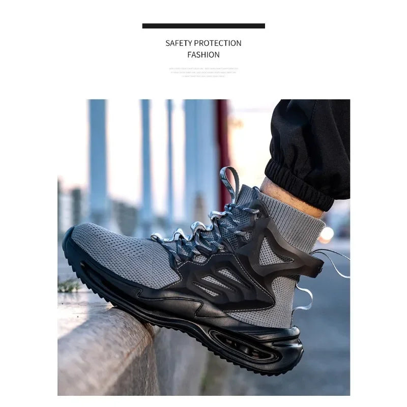 Tall Men's Anti Smashing and Anti Piercing Steel Toe Protective Safety Shoes Lightweight and Breathable Wear Resistant Durable