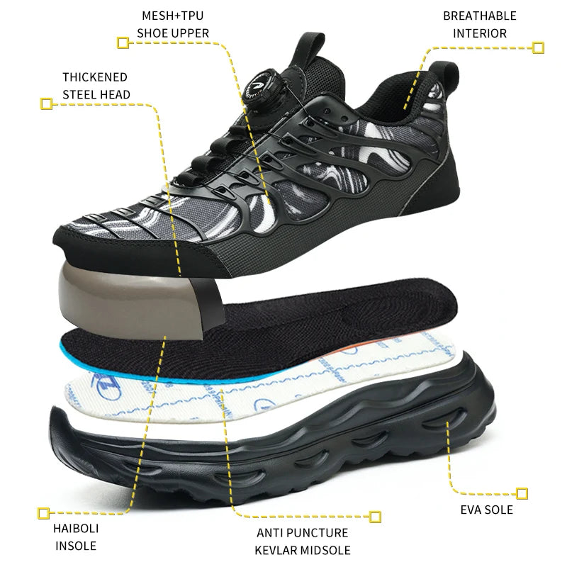 Calzado de seguridad talla 47 48 para hombre y mujer, zapatos de trabajo con puntera de acero, ligeros, botas de seguridad indestructibles, zapatillas de trabajo.